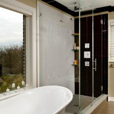 Freestanding Tub & Frameless Glass Shower