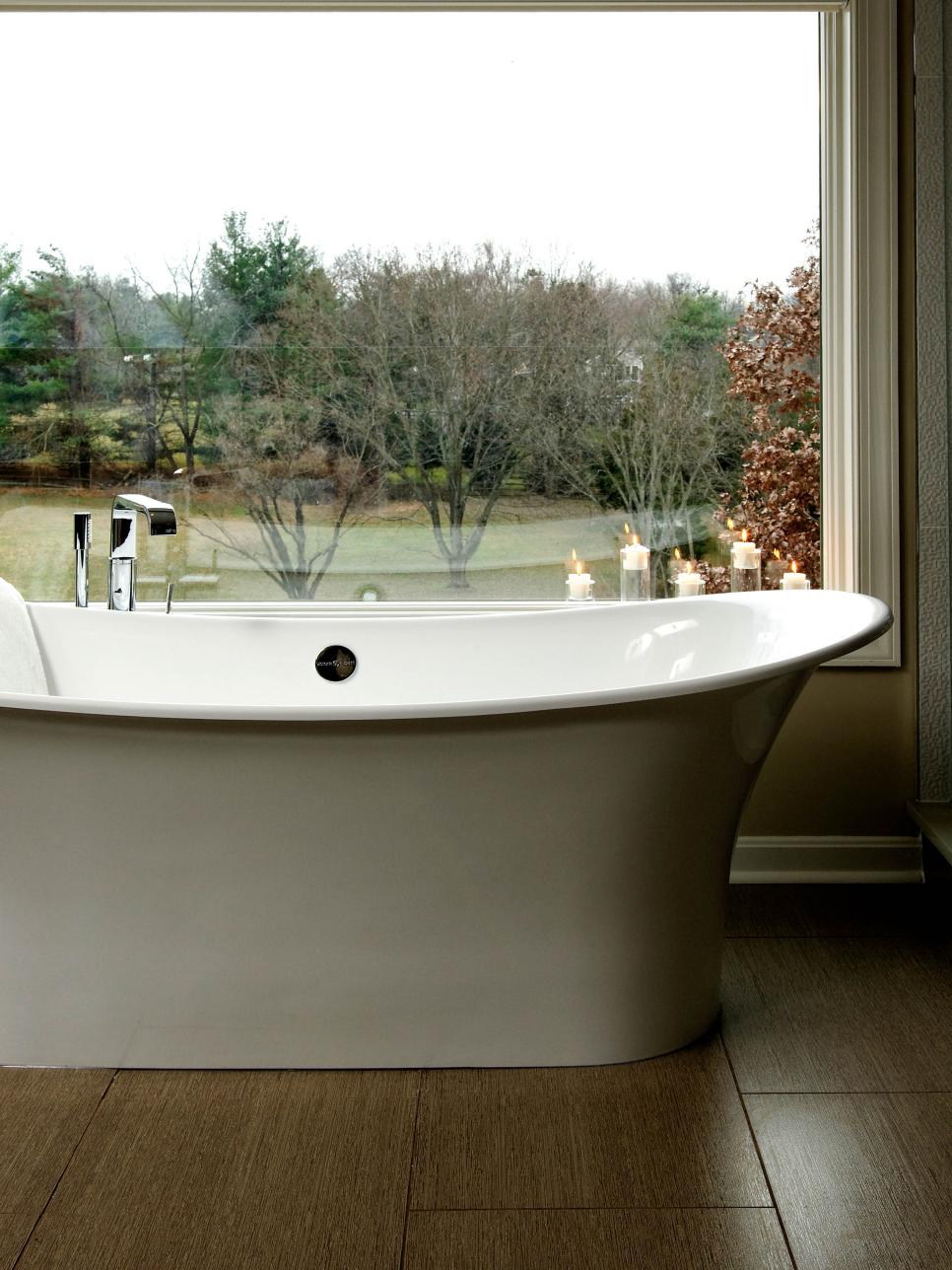 Contemporary Bathroom With Luxurious Freestanding Tub | HGTV