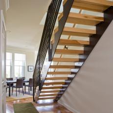 Neutral, Contemporary Staircase With Wooden Steps