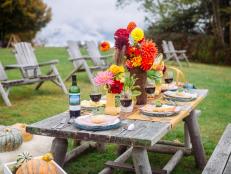 Outdoor Fall Table Setting With Rustic Seasonal Details