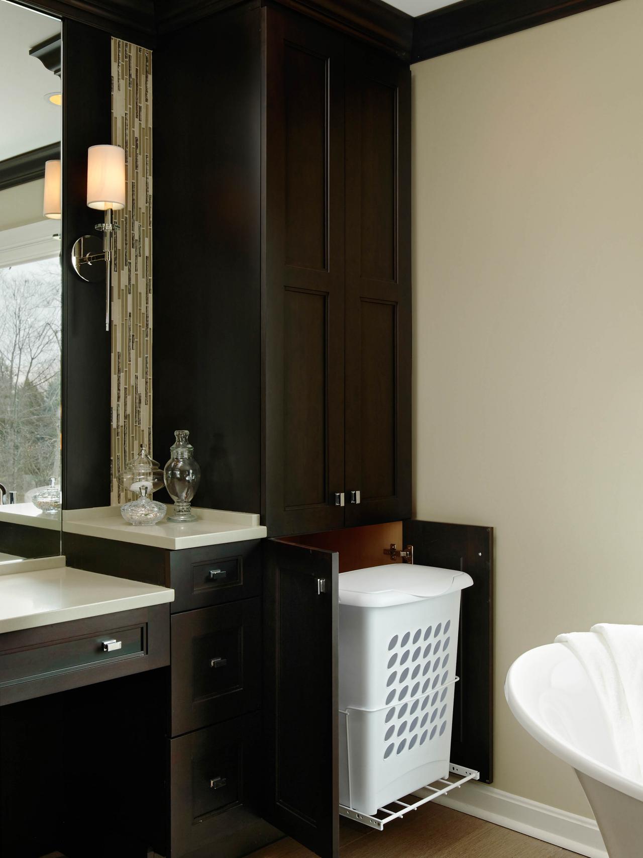 Hamper Hideaway in Custom Bathroom HGTV