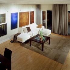 Neutral Modern Living Room With Abstract Wall Art