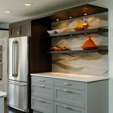 Contemporary Floating Shelves in Neutral Kitchen