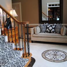 Transitional Black and White Entryway 