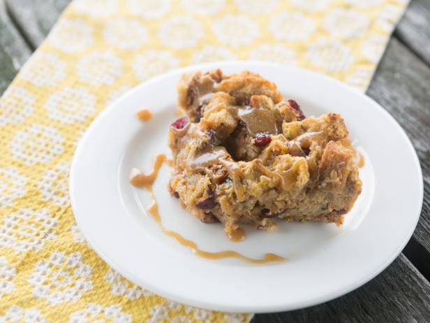Orange and Cranberry Bread Pudding With Warm Salted Caramel