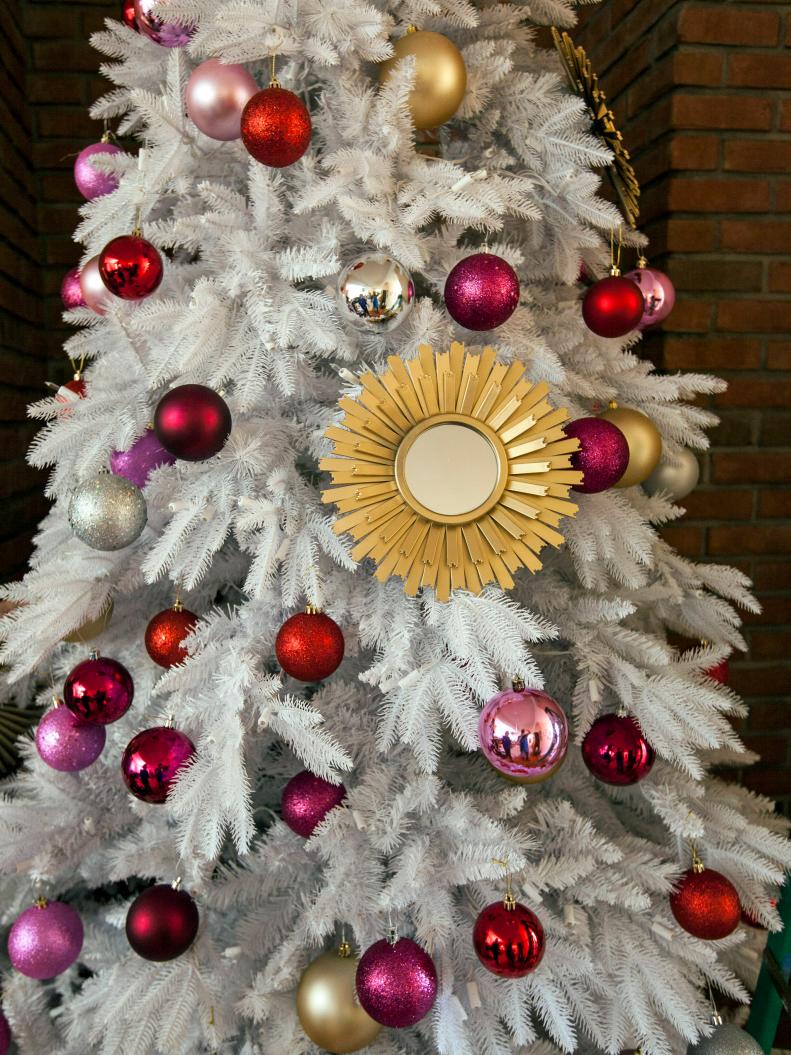White Christmas Tree With Jewel-Tone Ornaments 