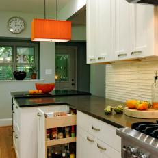 Contemporary Kitchen Peninsula With Pullout Storage
