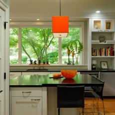 Contemporary Kitchen Peninsula Seating With a View