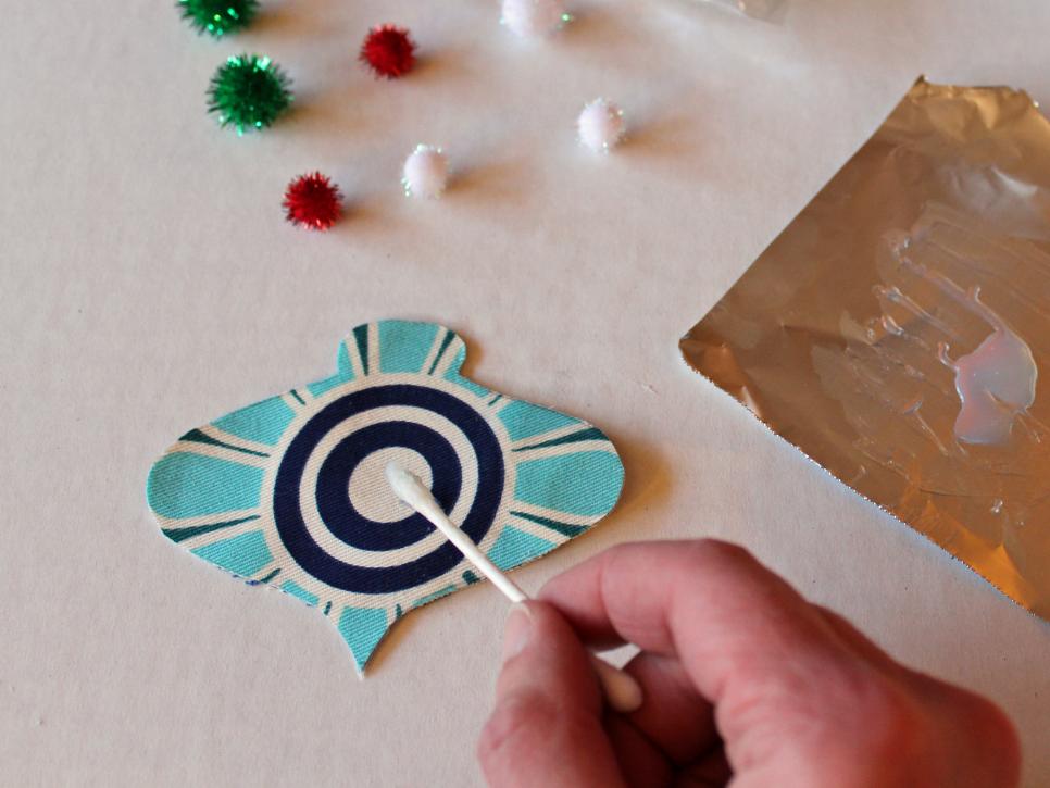 Add Glue to NoSew Ornament Embellishments HGTV