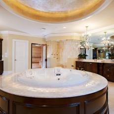 Beige Transitional Primary Bathroom With Dome Ceiling  