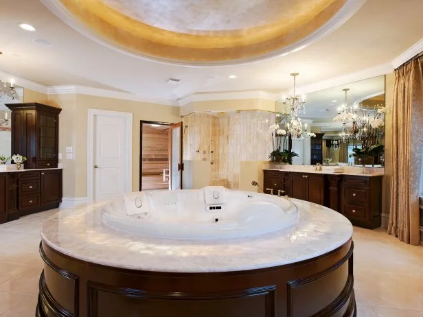 Elegant bathroom with luxury jacuzzi tub