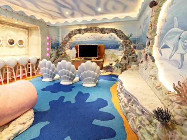 Ocean-Themed Entertainment Room and Playspace