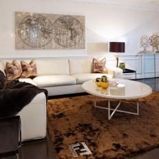 Glamorous White Contemporary Living Room