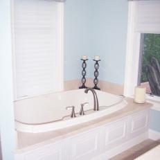 Whirlpool Tub With Marble Deck and Wood Base