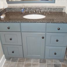 Shaker-Style Bathroom Vanity with Blue Painted Finish