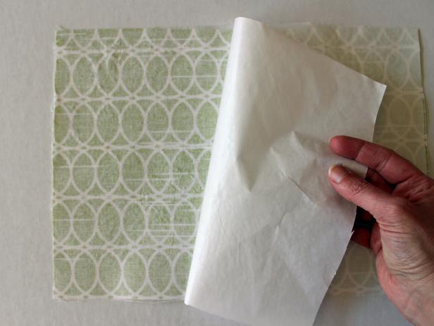 Allow fabric to cool, then peel off the paper backing — your fabric now has an adhesive side and can be glued to another piece of fabric.
