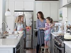 Sarah Richardson and Daughters in White Cottage Kitchen