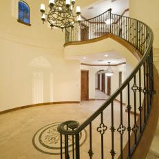 Wrought-Iron Chandelier in Formal Entryway