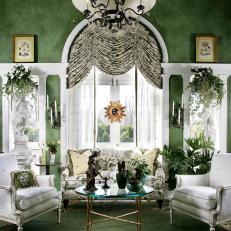 Green Living Room With French Armchairs