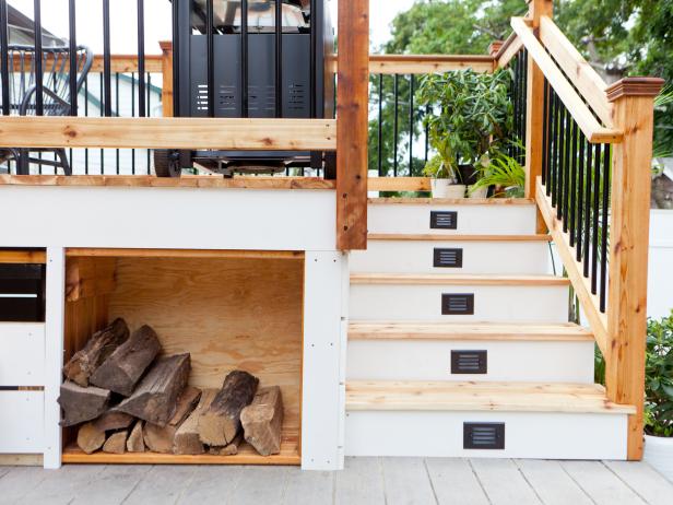 Backyard Deck With Firewood Storage