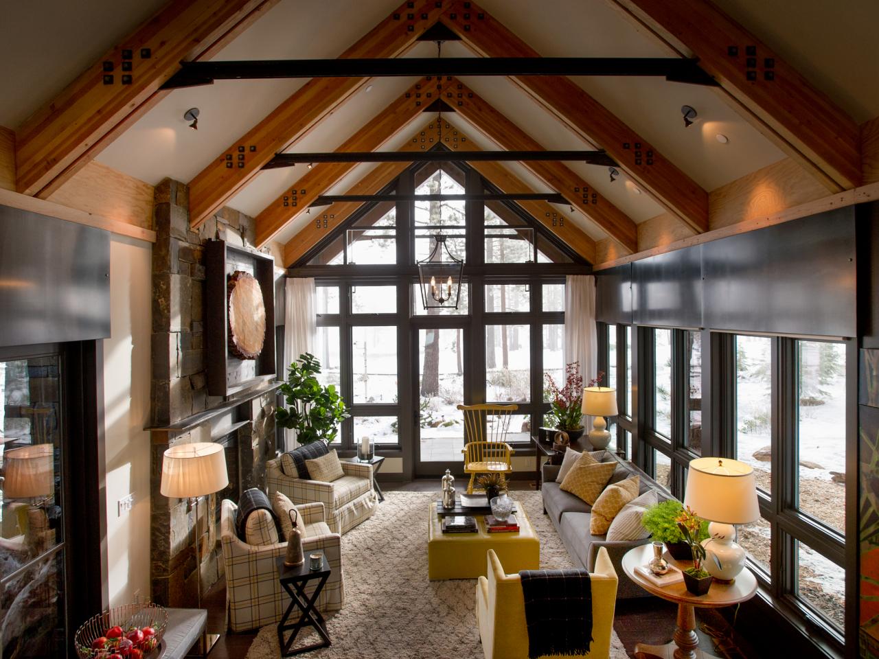 Rustic Living Room With Vaulted Ceilings Hgtv