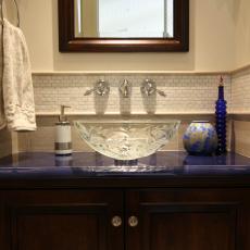 Blue Stone Countertop Brings Color to Neutral Bathroom