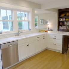 Built-Ins Create Pleasing Contrast in Neutral Kitchen