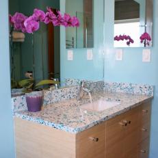 Contemporary Faucet in Caribbean Blue Guest Bath