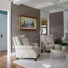 Transitional Gray Living Room Is Calm, Cozy