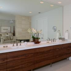 Contemporary Bathroom With Wall-Length Double Vanity