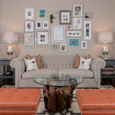 Living Room With Coral Accents