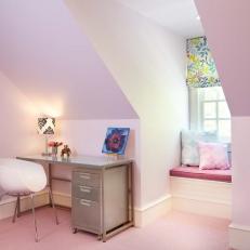 Contemporary Pink Kid's Room With Study Nook
