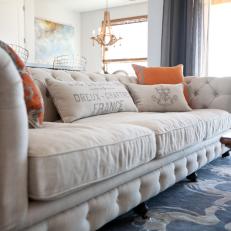 Neutral Family Room with Tufted Sofa 