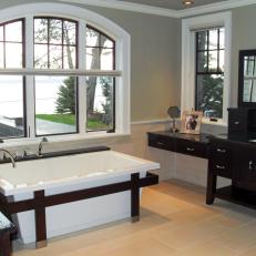 Contemporary Neutral Bathroom With a View