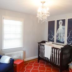 Transitional Nautical Nursery in Red and Navy