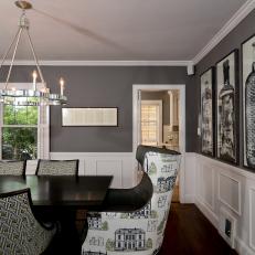 Gray Dining Room With Pattern and Character