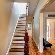 Staircase With Carved Newel Post