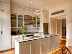 White Shaker Cabinets and Island in Transitional Kitchen