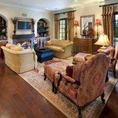 Tuscan Style Family Room With Oversized Furnishings