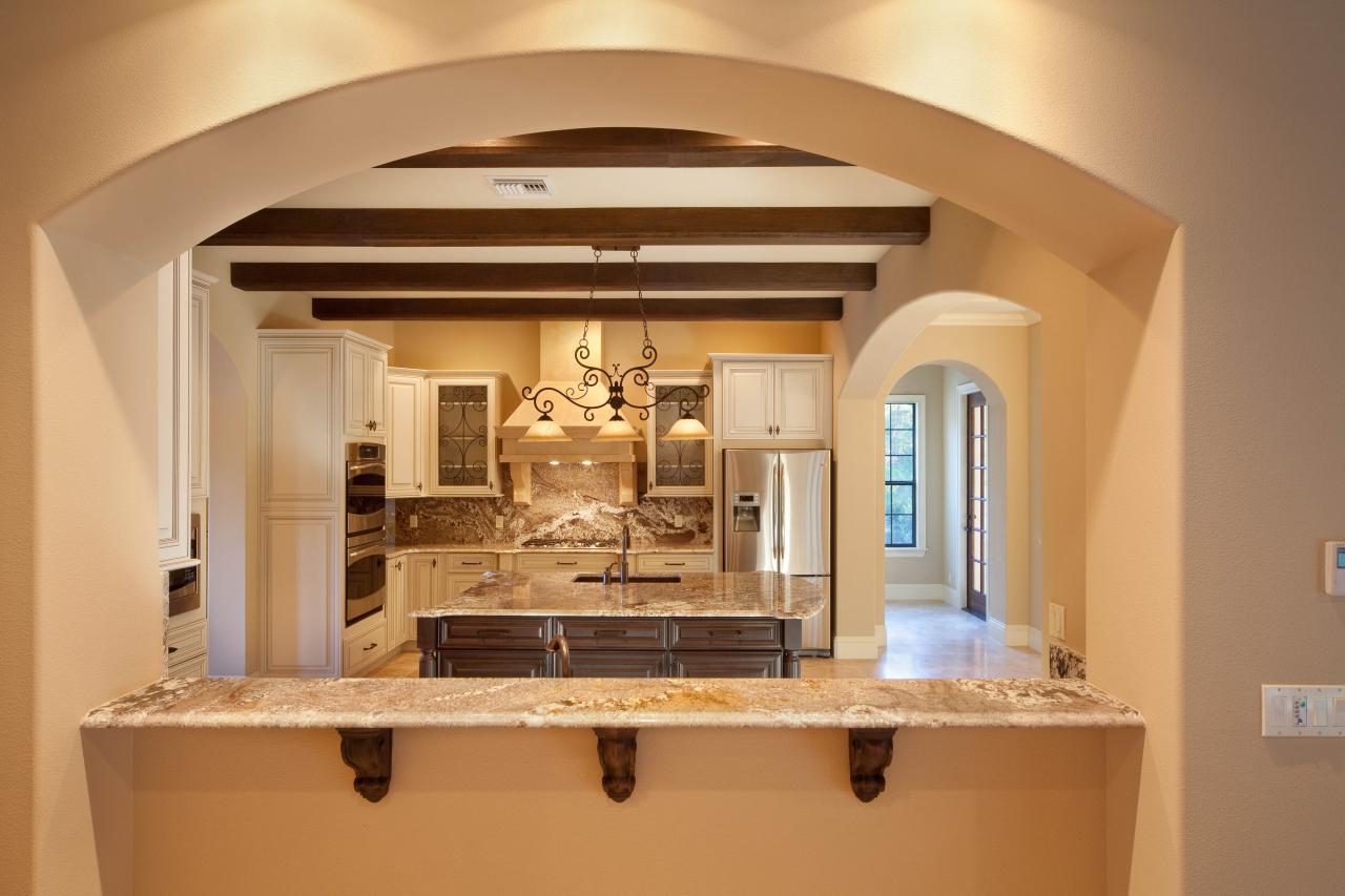 Framed Arch \u0026 Breakfast Bar in TuscanStyle Kitchen  HGTV