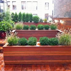 Wood Deck With Raised Planters