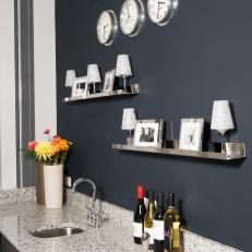 Charcoal-Gray Loft Wet Bar Emits Cool Contemporary Style