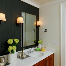Contemporary Bathroom With Black Accent Wall 