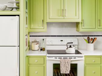 Green and White Traditional Kitchen