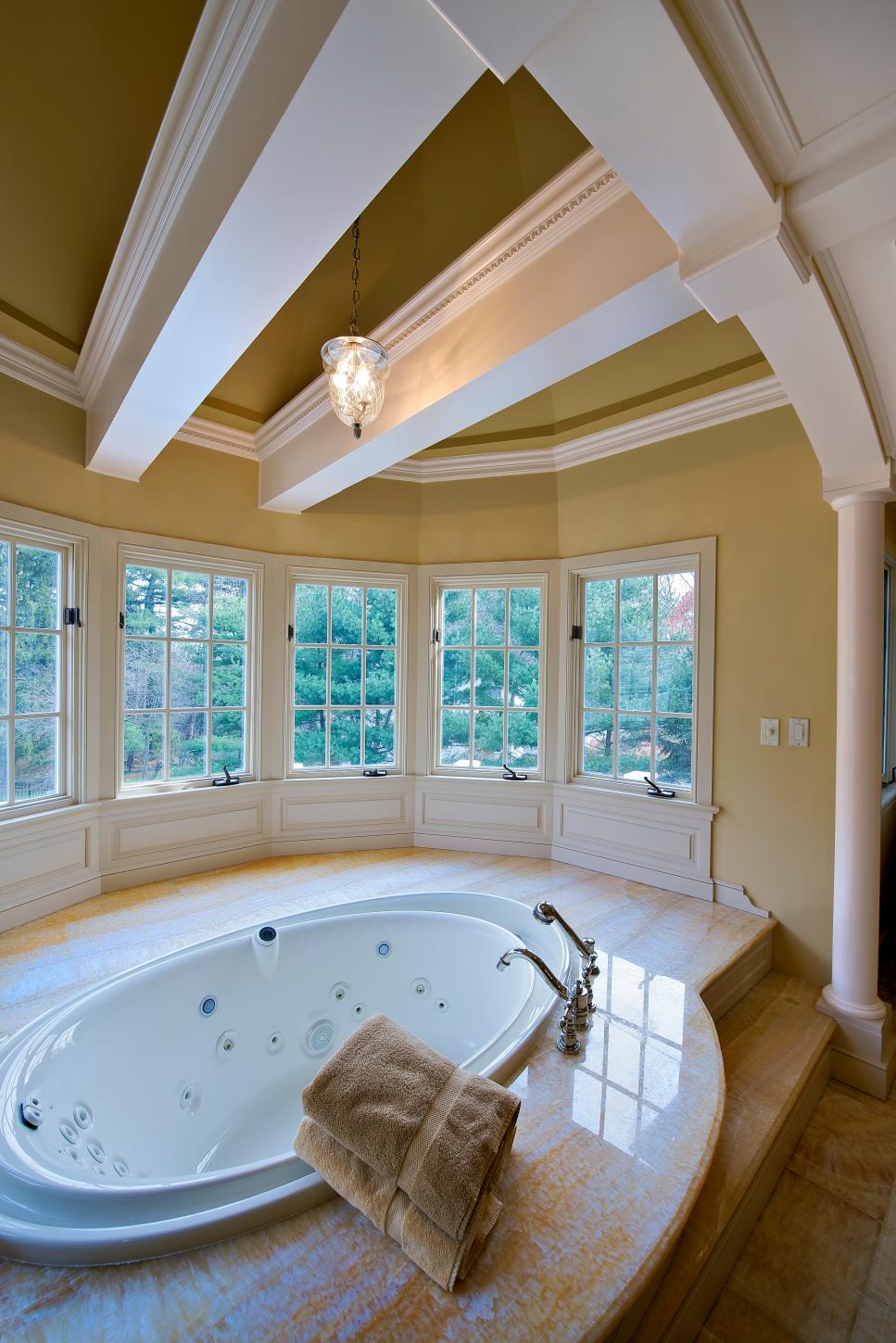 Traditional White Bathroom With Luxurious Bathtub | HGTV