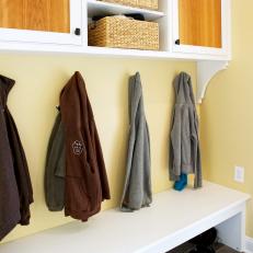 Mudroom With Bench, Hooks and Wall-Mounted Storage