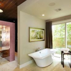 Neutral Contemporary Spa Bathroom with Bathtub
