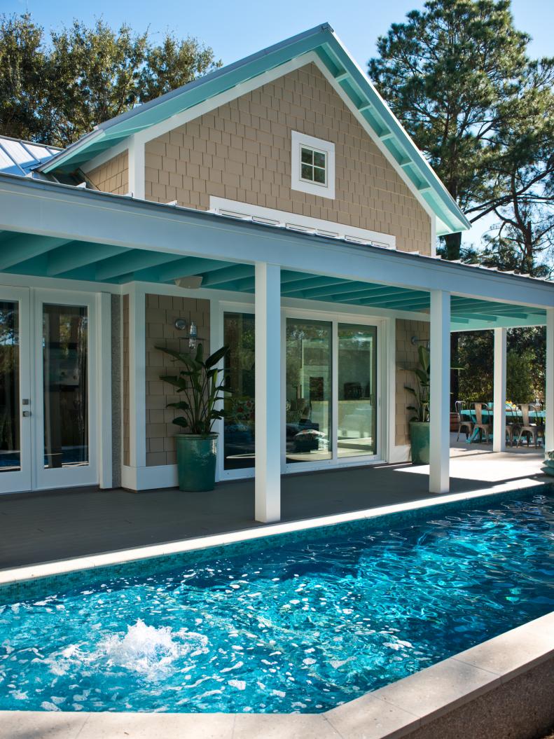 Coastal Pool Area and Covered Porch