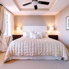 Soft Neutral Bedroom With Tray Ceiling
