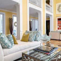 Yellow Cathedral-Style Living Room